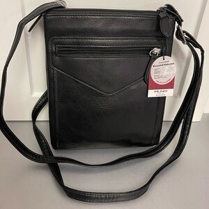 Mundi Black Crossbody Vegan Leather Multiple Compartments Adjustable Strap NWT